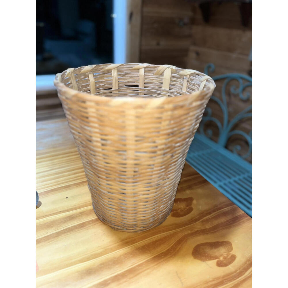 Wicker RATTAN Waste Basket Trash Can for Bedroom Rattan Office 11 X 10"